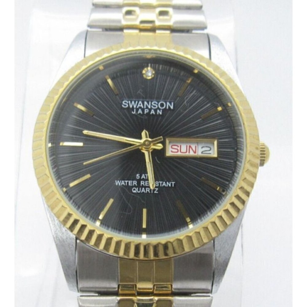 Men's Swanson Presidental Quartz 5ATM WR Analog Dial‎ Causal Round Watch (E921)